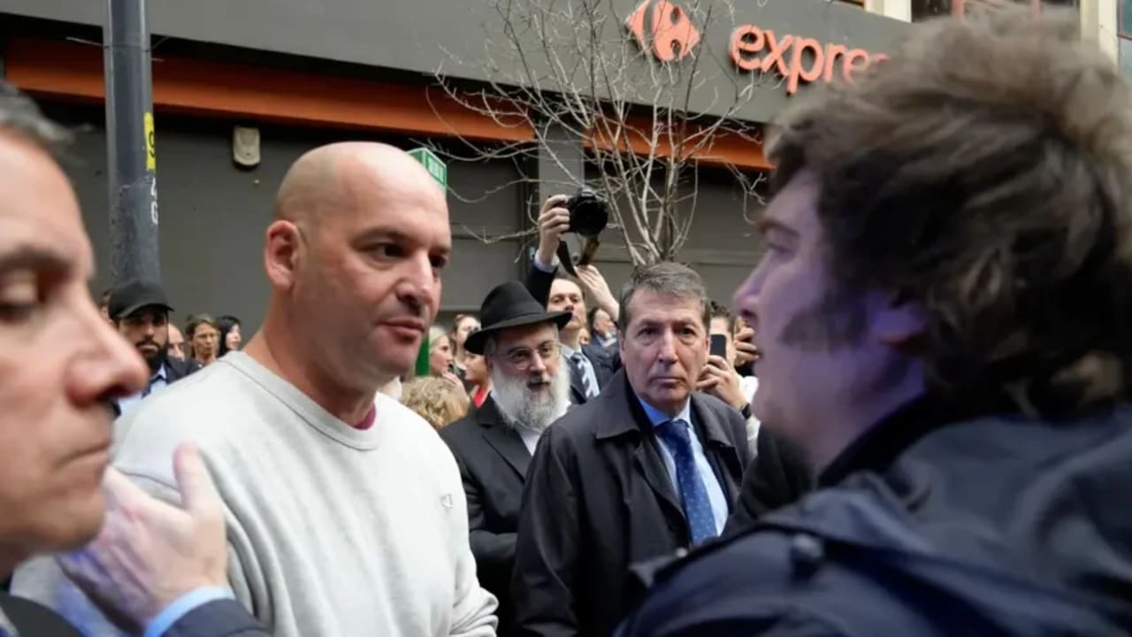 Argentinian President Milei meets former hostage Iair Horn at memorial for antisemitic attack