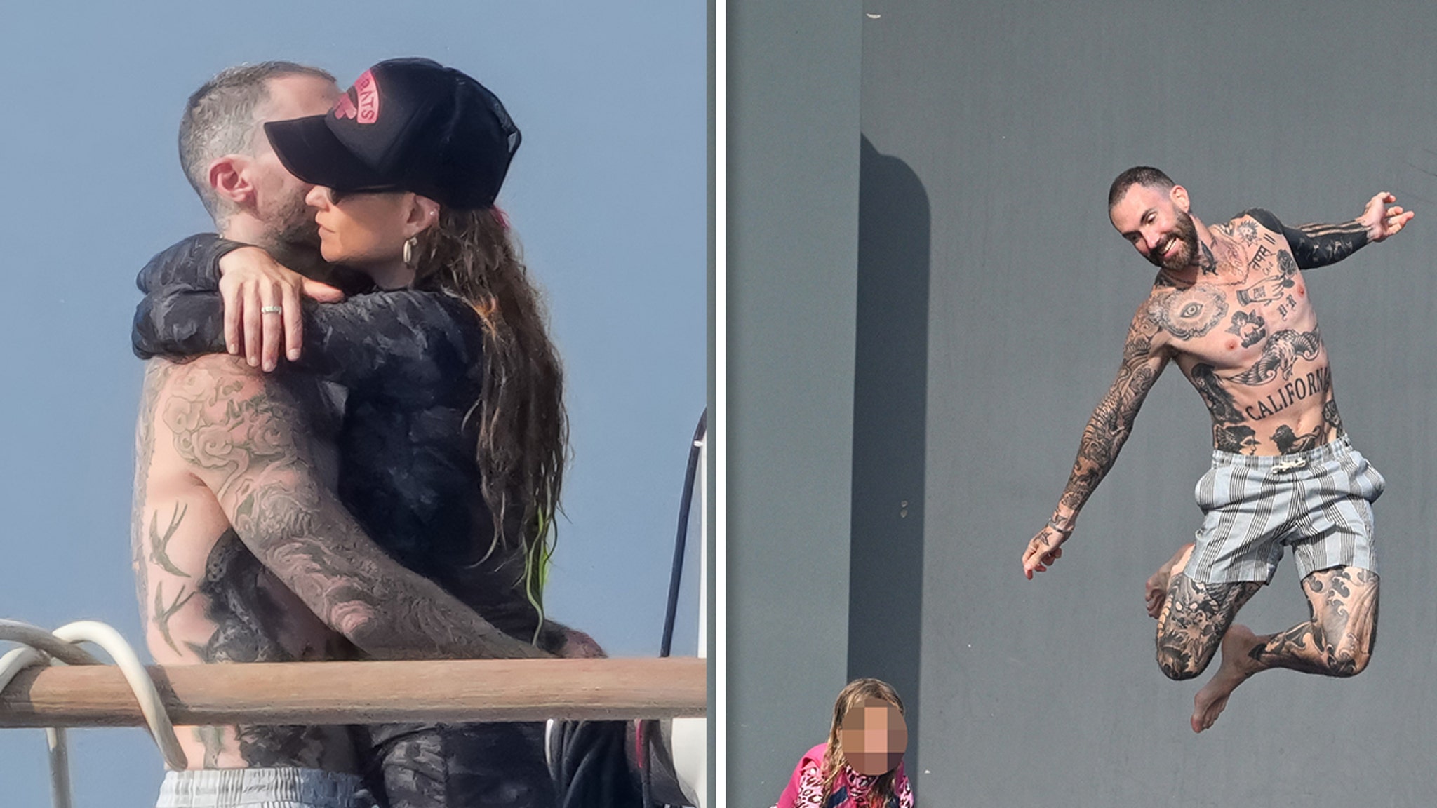 Adam Levine and Behati Prinsloo Can't Keep Hands Off Each Other During Yacht Day