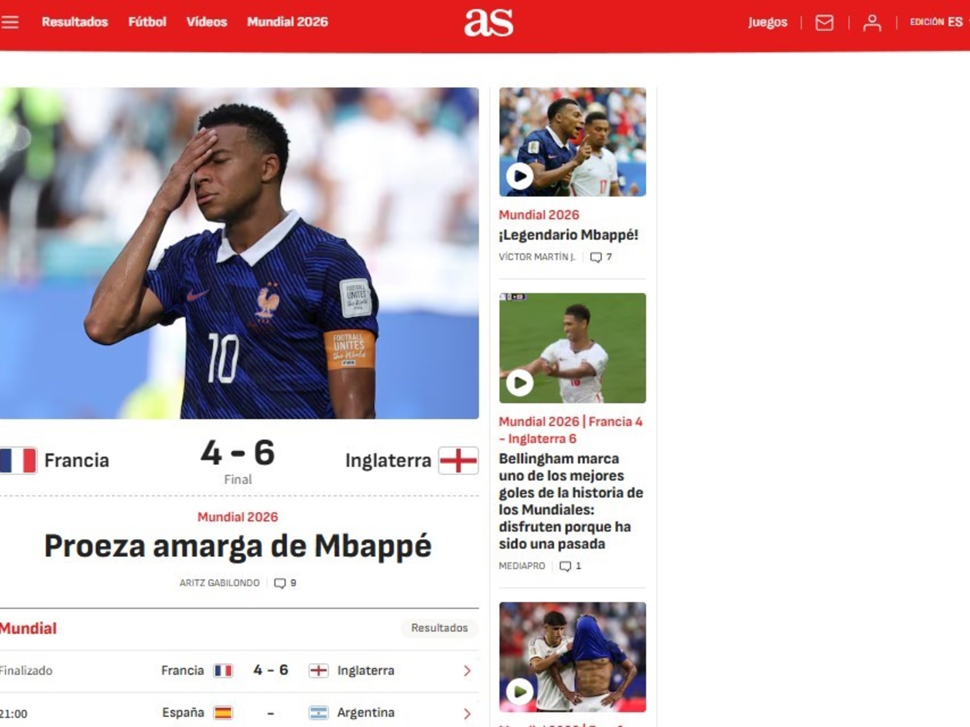 "Proeza amarga de Mbappé": la reacción de los medios internacionales tras el triunfo de Inglaterra vs Francia