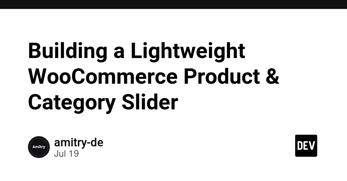 Building a Lightweight WooCommerce Product & Category Slider