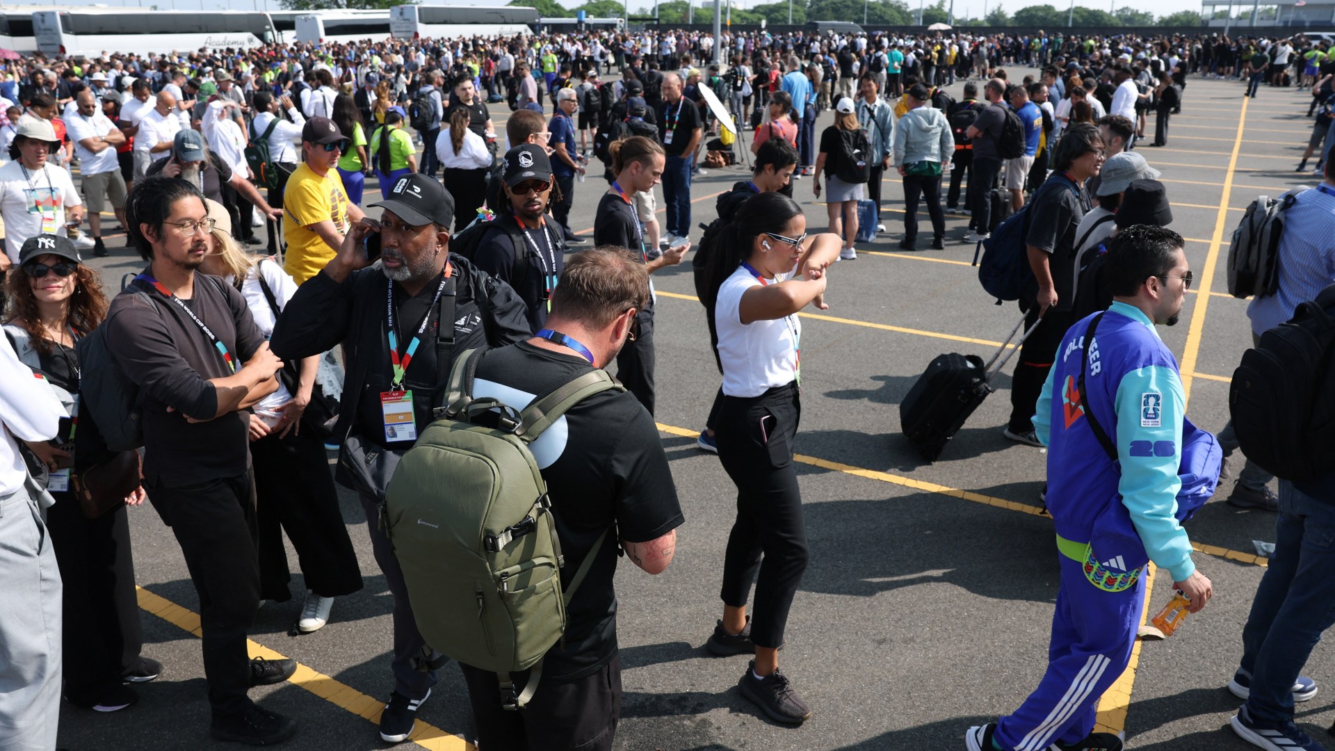World Cup final chaos with huge queues outside MetLife Stadium and TWO HOUR wait simply to get inside