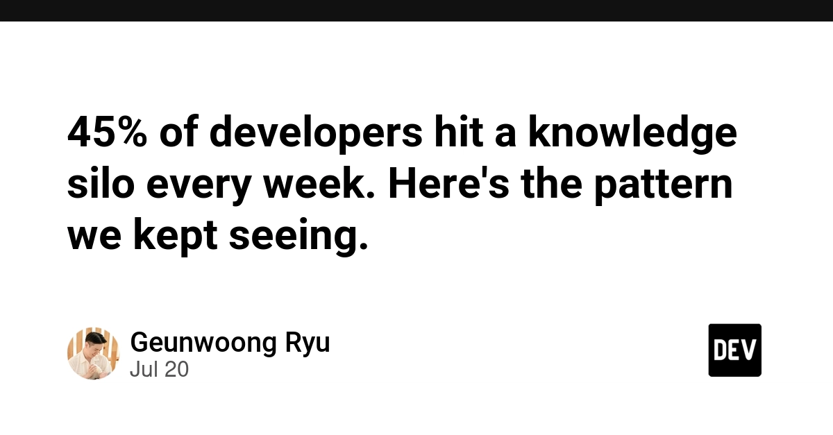 45% of developers hit a knowledge silo every week. Here's the pattern we kept seeing.