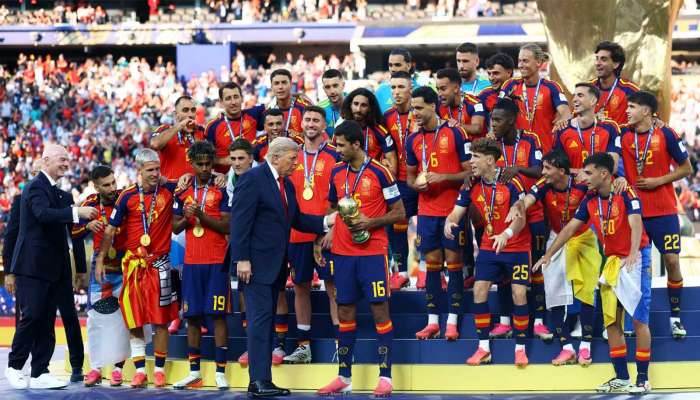 Trump presents FIFA World Cup 2026 trophy to Spain after final victory