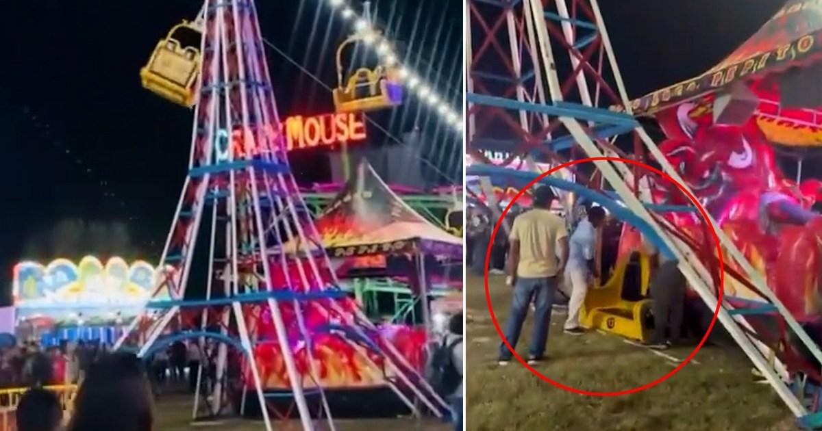 Theme park cable car plunges to the ground and narrowly avoids people below