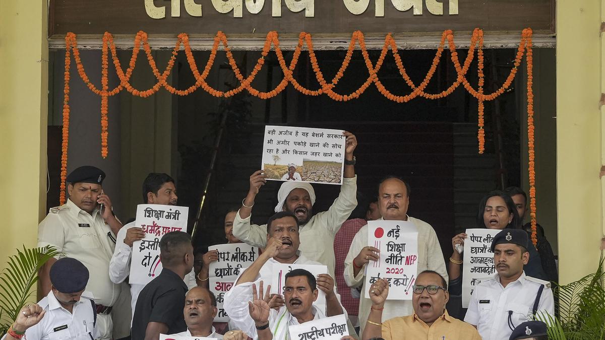 Bihar Opposition protests over paper leaks, seeks resignation of Dharmendra Pradhan on first day of Monsson Session